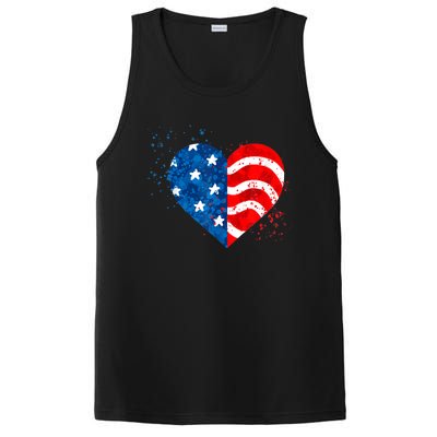 4th of JULY. LOVE HEART American Freedom USA Flag PosiCharge Competitor Tank