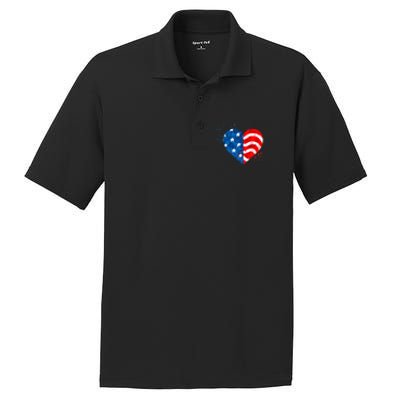 4th of JULY. LOVE HEART American Freedom USA Flag PosiCharge RacerMesh Polo