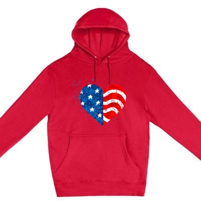 4th of JULY. LOVE HEART American Freedom USA Flag Premium Pullover Hoodie