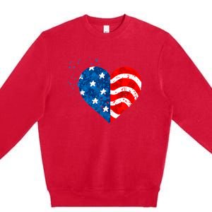 4th of JULY. LOVE HEART American Freedom USA Flag Premium Crewneck Sweatshirt