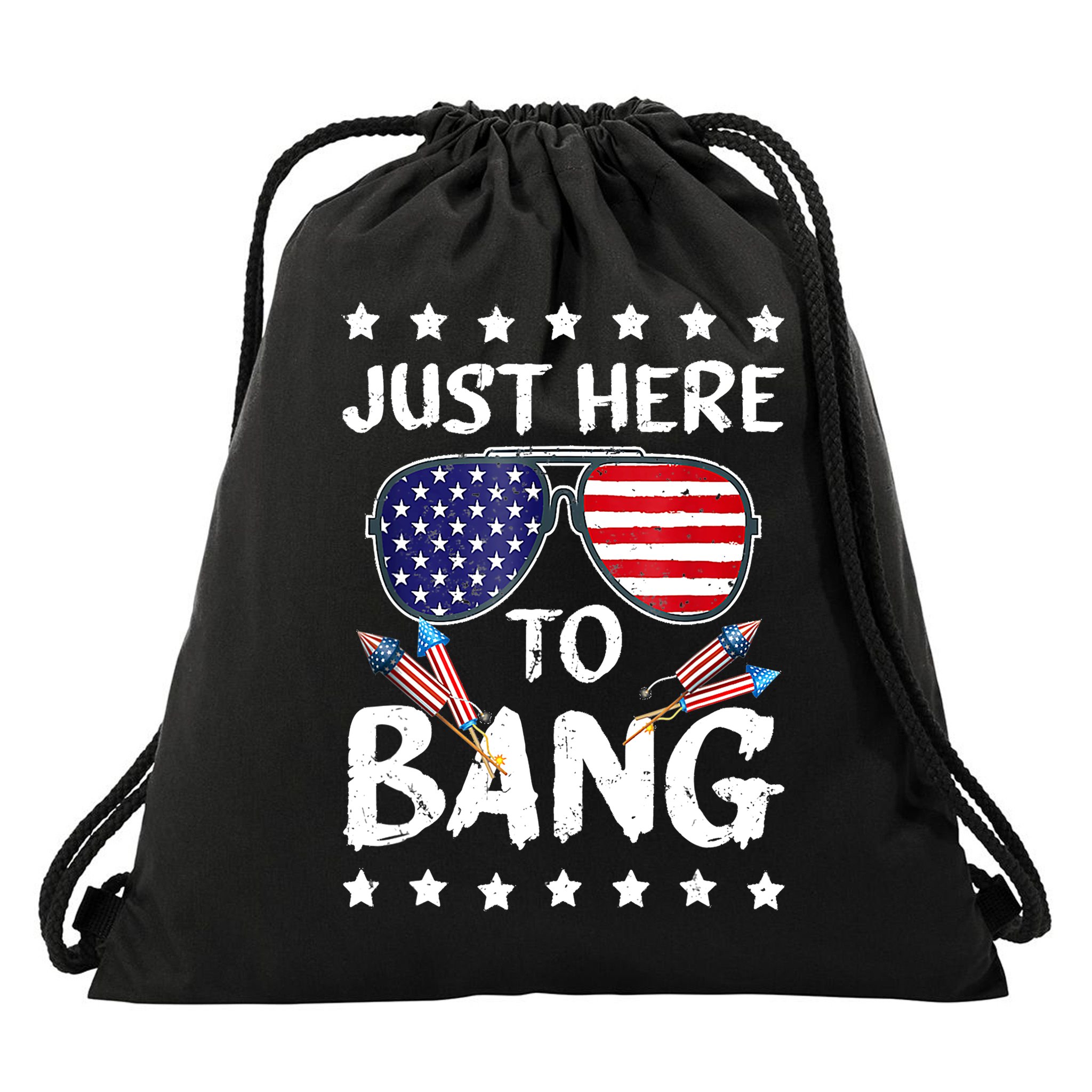 4th Of July Just Here To Bang Usa Drawstring Bag