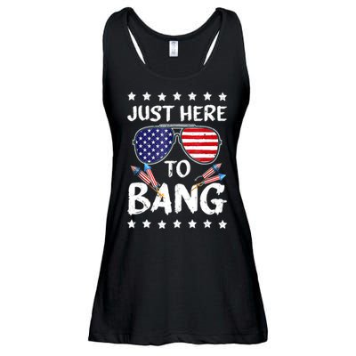 4th Of July Just Here To Bang Usa Ladies Essential Flowy Tank