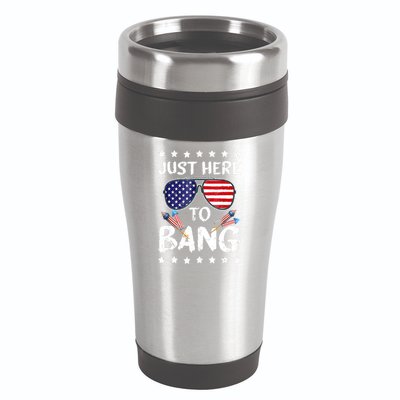4th Of July Just Here To Bang Usa 16oz Travel Tumbler