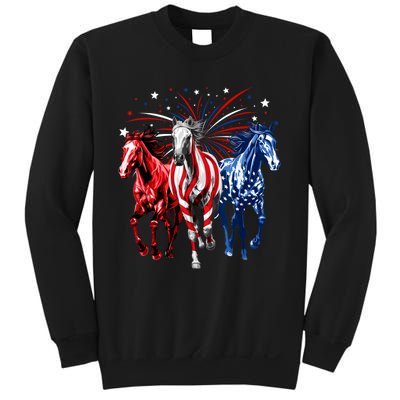 4th Of July Horse Lovers Red White And Blue American Flag Sweatshirt