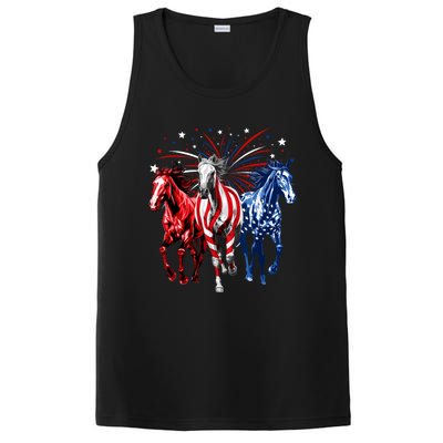 4th Of July Horse Lovers Red White And Blue American Flag PosiCharge Competitor Tank