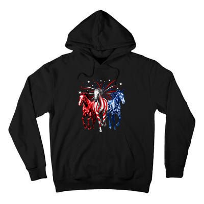 4th Of July Horse Lovers Red White And Blue American Flag Tall Hoodie