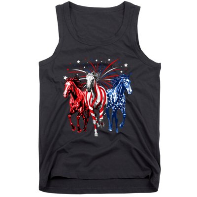 4th Of July Horse Lovers Red White And Blue American Flag Tank Top