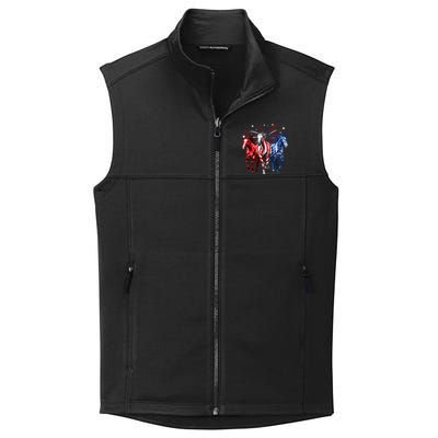 4th Of July Horse Lovers Red White And Blue American Flag Collective Smooth Fleece Vest