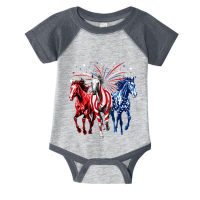 4th Of July Horse Lovers Red White And Blue American Flag Infant Baby Jersey Bodysuit