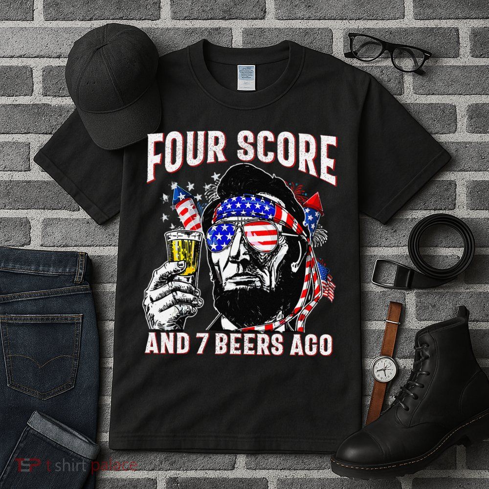 4th Of July Drinking Beer Patriot Four Score And 7 Beers Ago Tall T-Shirt