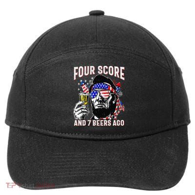 4th Of July Drinking Beer Patriot Four Score And 7 Beers Ago 7-Panel Snapback Hat