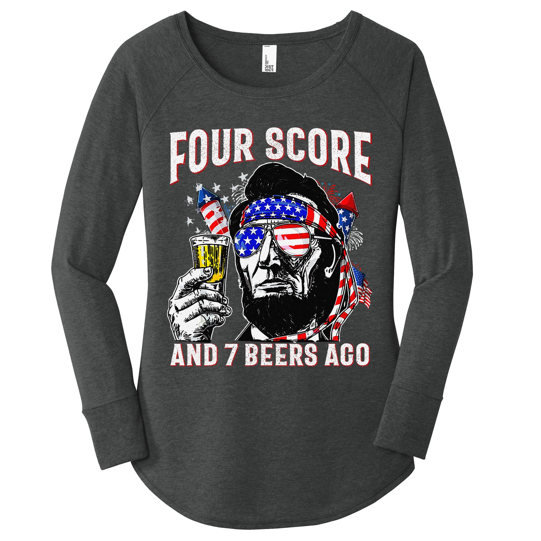 4th Of July Drinking Beer Patriot Four Score And 7 Beers Ago Women's Perfect Tri Tunic Long Sleeve Shirt