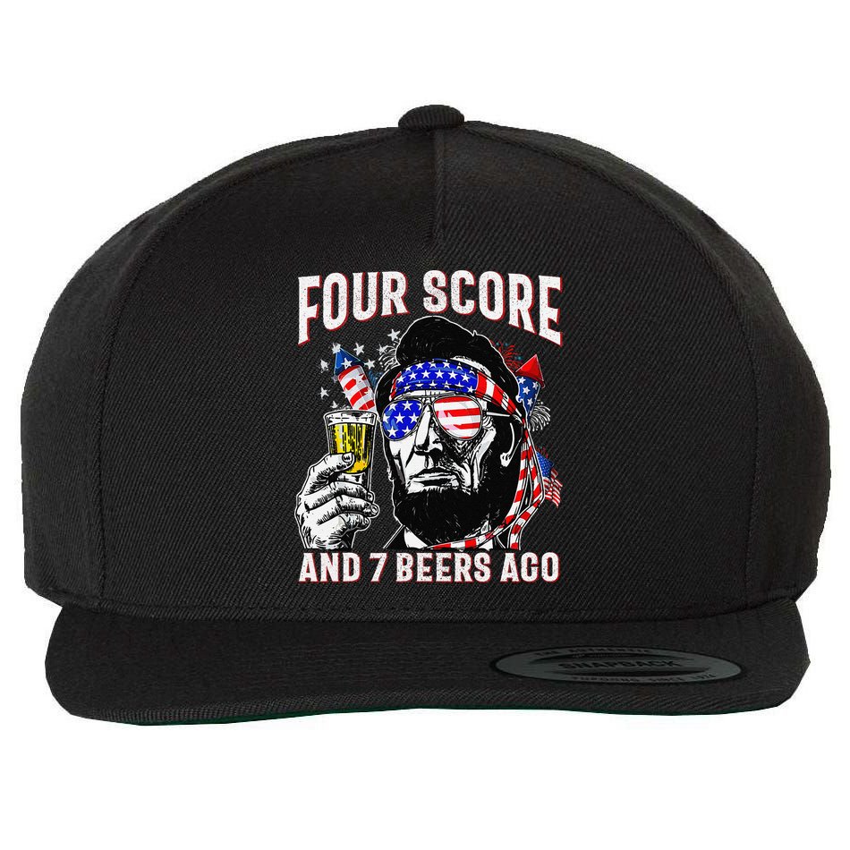 4th Of July Drinking Beer Patriot Four Score And 7 Beers Ago Wool Snapback Cap