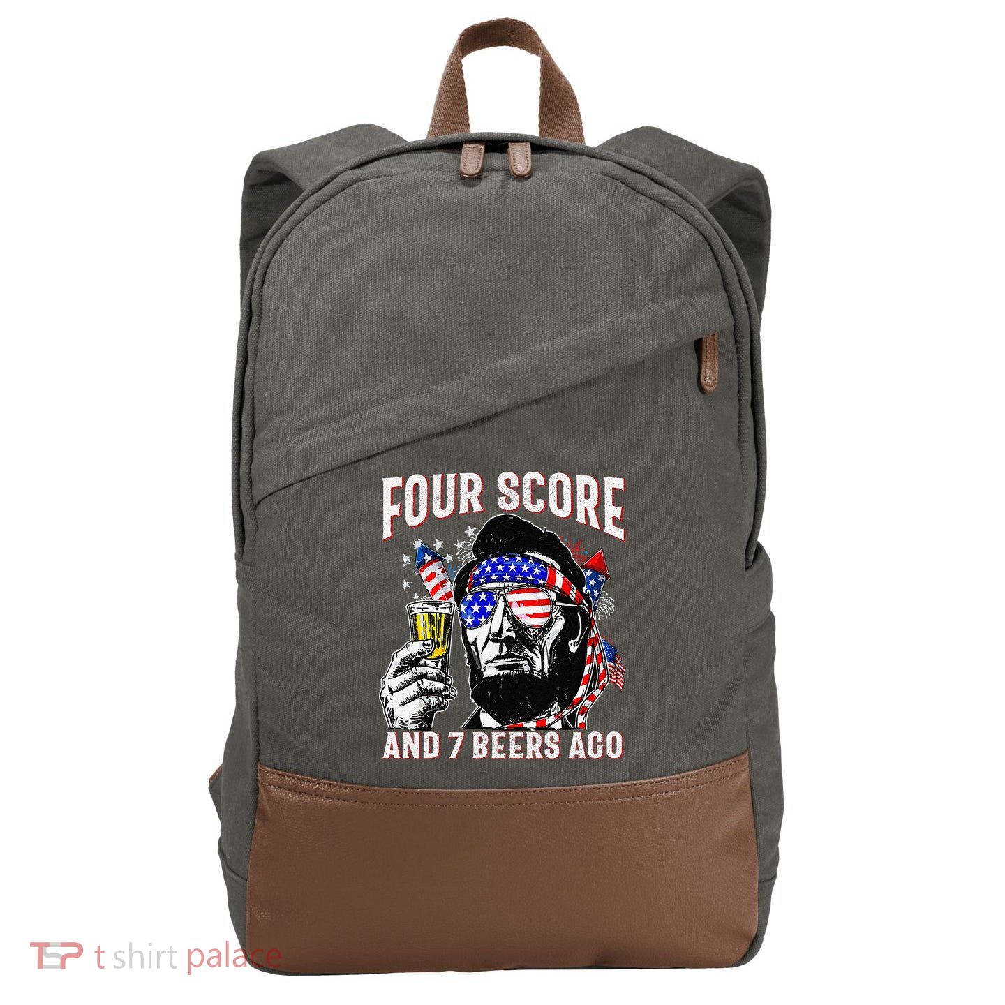 4th Of July Drinking Beer Patriot Four Score And 7 Beers Ago Cotton Canvas Backpack