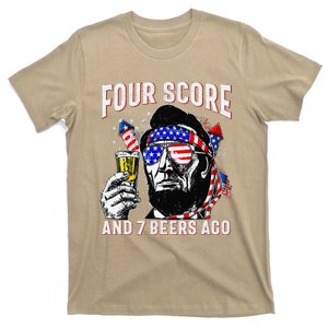 4th Of July Drinking Beer Patriot Four Score And 7 Beers Ago T-Shirt