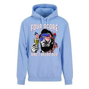 4th Of July Drinking Beer Patriot Four Score And 7 Beers Ago Unisex Surf Hoodie