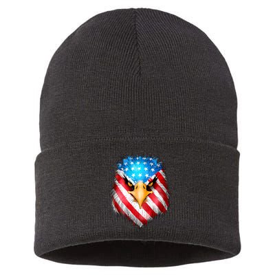 4th Of July Patriotic Eagle Usa American Flag Sustainable Knit Beanie