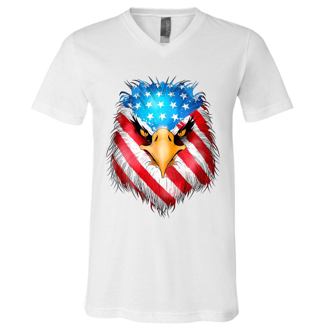 4th Of July Patriotic Eagle Usa American Flag V-Neck T-Shirt
