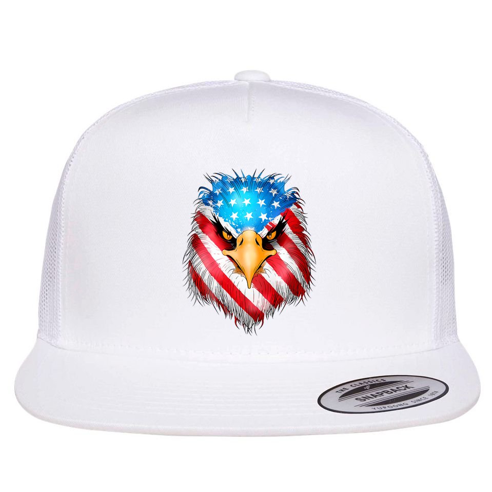 4th Of July Patriotic Eagle Usa American Flag Flat Bill Trucker Hat