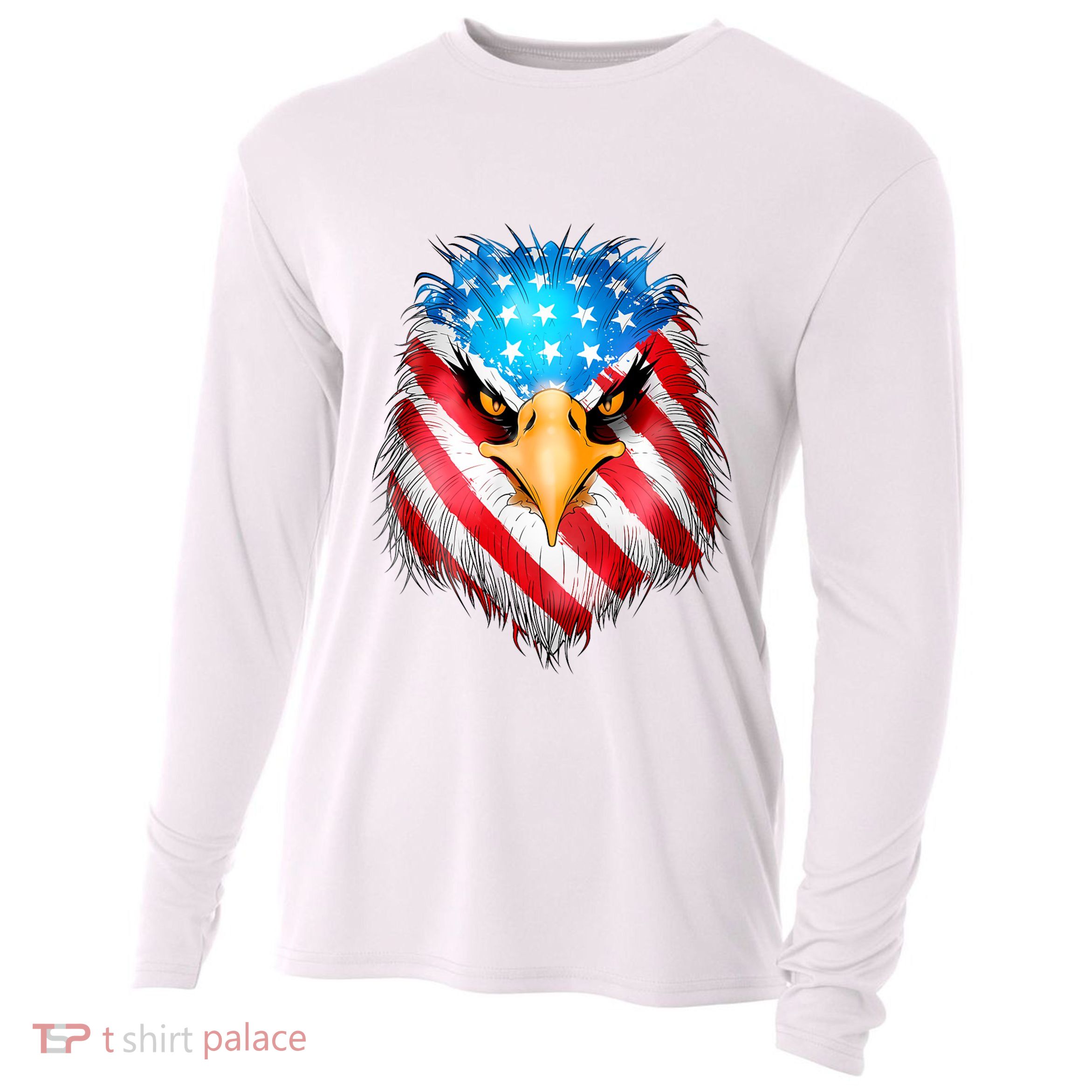 4th Of July Patriotic Eagle Usa American Flag Cooling Performance Long Sleeve Crew