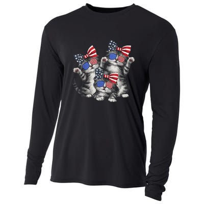 4th Of July Funny Kitten Cat Lover Pet Owner Cat Patriotic Gift Cooling Performance Long Sleeve Crew