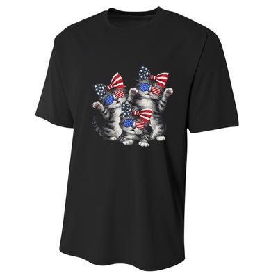 4th Of July Funny Kitten Cat Lover Pet Owner Cat Patriotic Gift Performance Sprint T-Shirt