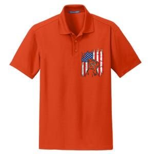 4th Of July Labrador American Flag Patriotic Chocolate Lab Dry Zone Grid Polo