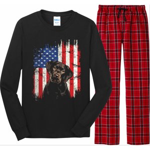 4th Of July Labrador American Flag Patriotic Chocolate Lab Long Sleeve Pajama Set