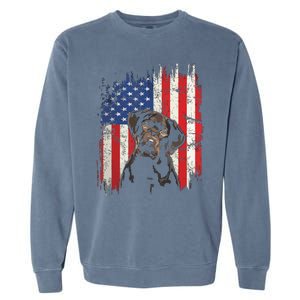 4th Of July Labrador American Flag Patriotic Chocolate Lab Garment-Dyed Sweatshirt