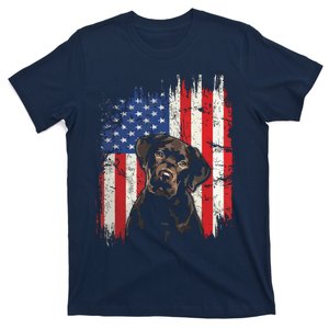 4th Of July Labrador American Flag Patriotic Chocolate Lab T-Shirt