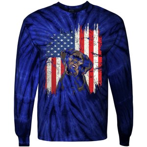 4th Of July Labrador American Flag Patriotic Chocolate Lab Tie-Dye Long Sleeve Shirt