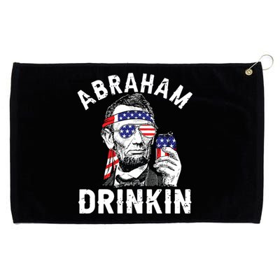 4th Of July Abraham Drinking Merica Abe Lincoln Beer Lover Grommeted Golf Towel