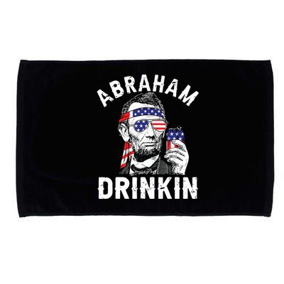 4th Of July Abraham Drinking Merica Abe Lincoln Beer Lover Microfiber Hand Towel