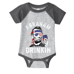 4th Of July Abraham Drinking Merica Abe Lincoln Beer Lover Infant Baby Jersey Bodysuit