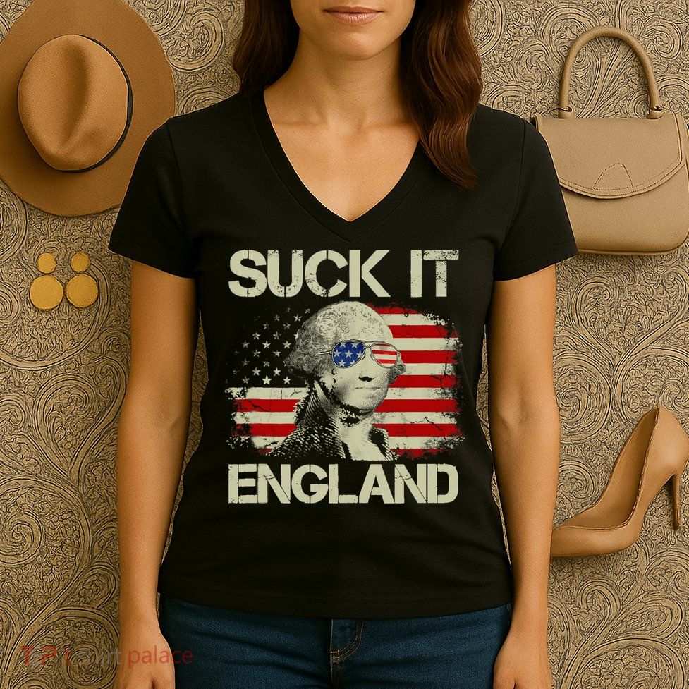 4th Of July George Sloshington Suck It England Merica Women's V-Neck T-Shirt