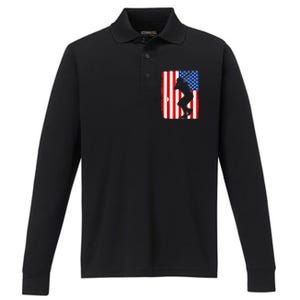 4th Of July Patriotic Baseball Men USA American Flag Performance Long Sleeve Polo