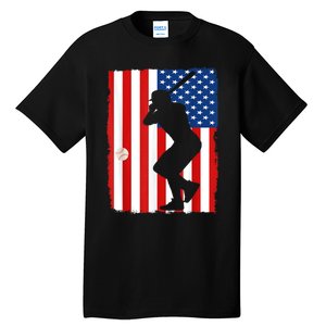 4th Of July Patriotic Baseball Men USA American Flag Tall T-Shirt