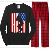 4th Of July Patriotic Baseball Men USA American Flag Long Sleeve Pajama Set