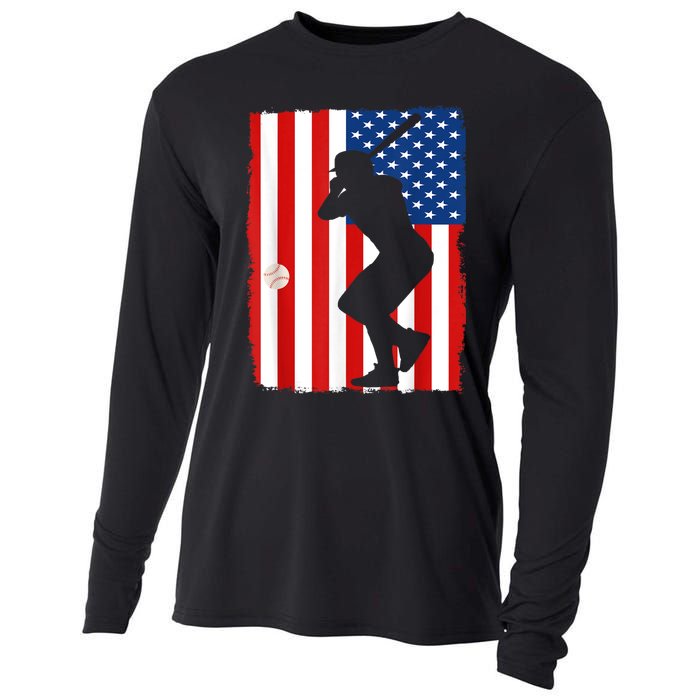 4th Of July Patriotic Baseball Men USA American Flag Cooling Performance Long Sleeve Crew