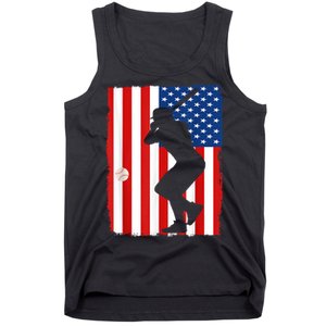 4th Of July Patriotic Baseball Men USA American Flag Tank Top