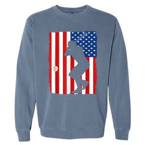 4th Of July Patriotic Baseball Men USA American Flag Garment-Dyed Sweatshirt