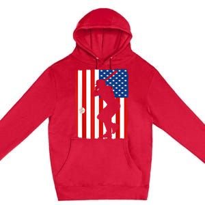 4th Of July Patriotic Baseball Men USA American Flag Premium Pullover Hoodie