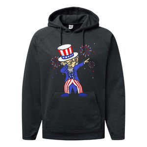 4th Of July For Funny Dabbing Uncle Sam Performance Fleece Hoodie