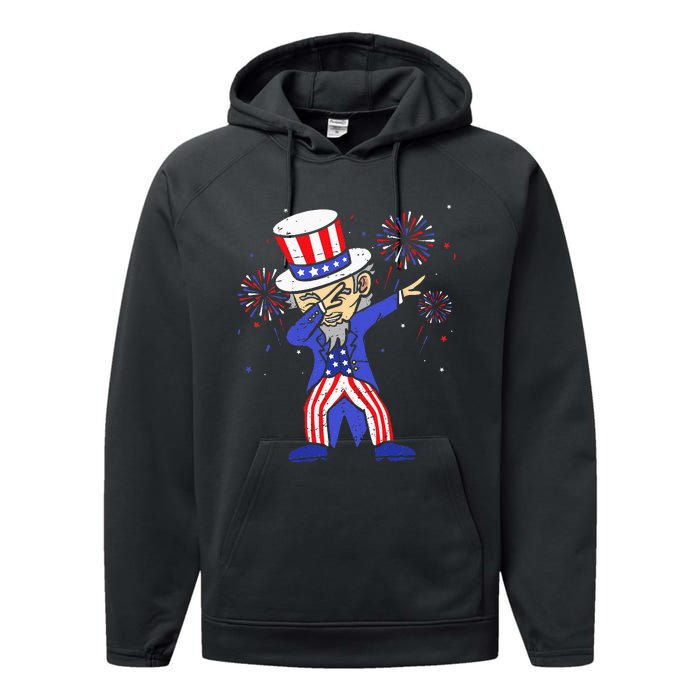 4th Of July For Funny Dabbing Uncle Sam Performance Fleece Hoodie