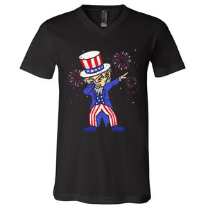 4th Of July For Funny Dabbing Uncle Sam V-Neck T-Shirt