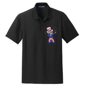 4th Of July For Funny Dabbing Uncle Sam Dry Zone Grid Polo