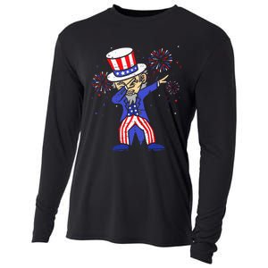 4th Of July For Funny Dabbing Uncle Sam Cooling Performance Long Sleeve Crew