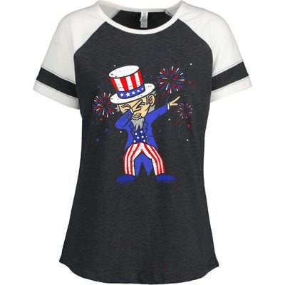 4th Of July For Funny Dabbing Uncle Sam Enza Ladies Jersey Colorblock Tee