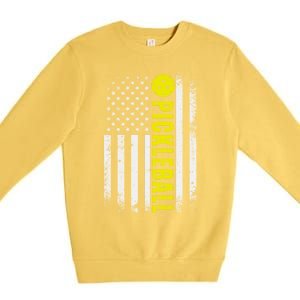 4th Of July Pickleball American Us Flag Paddleball Player Gift Premium Crewneck Sweatshirt