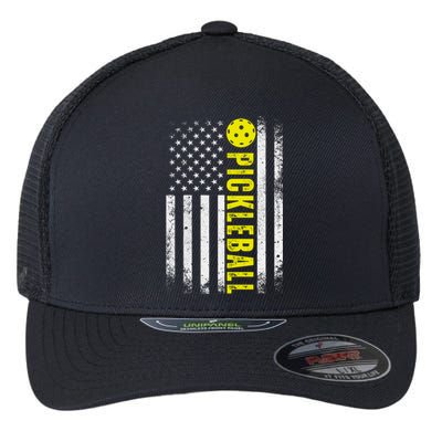 4th Of July Pickleball American Us Flag Paddleball Player Gift Flexfit Unipanel Trucker Cap